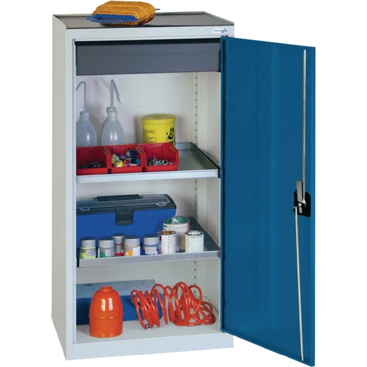 Werkzeug--Beistellschrank H1000xB500xT500mm 1Schubl.,2BD grau-blau STUMPF