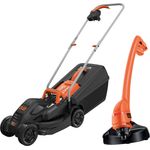 Black+Decker BEMW351GL2 Elektro-Rasenmäher -trimmer-Kit - 1.000 W, 32cm Schnittbreite, 3-fach axial Schnitthöhenverstellung, 35l Grasfangbehälter, inkl. 200W Einhand-Rasentrimmer
