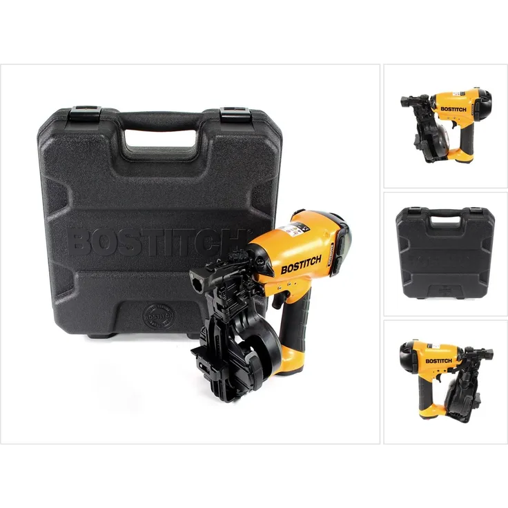 Bostitch RN46K-1-E CT Dachpappnagler Druckluft Nagler Coilnagler im Transportkoffer Kontaktauslösung, bis 45mm