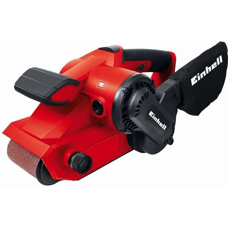 Einhell Bandschleifer TC-BS 8038 (800 W, 76x142 mm Schleiffläche, 380 min.-1 keramische Schutz-Einlage, Zusatzhandgriff, integrierte Staubabsaugung, inkl. Schleifband) – Bild 1