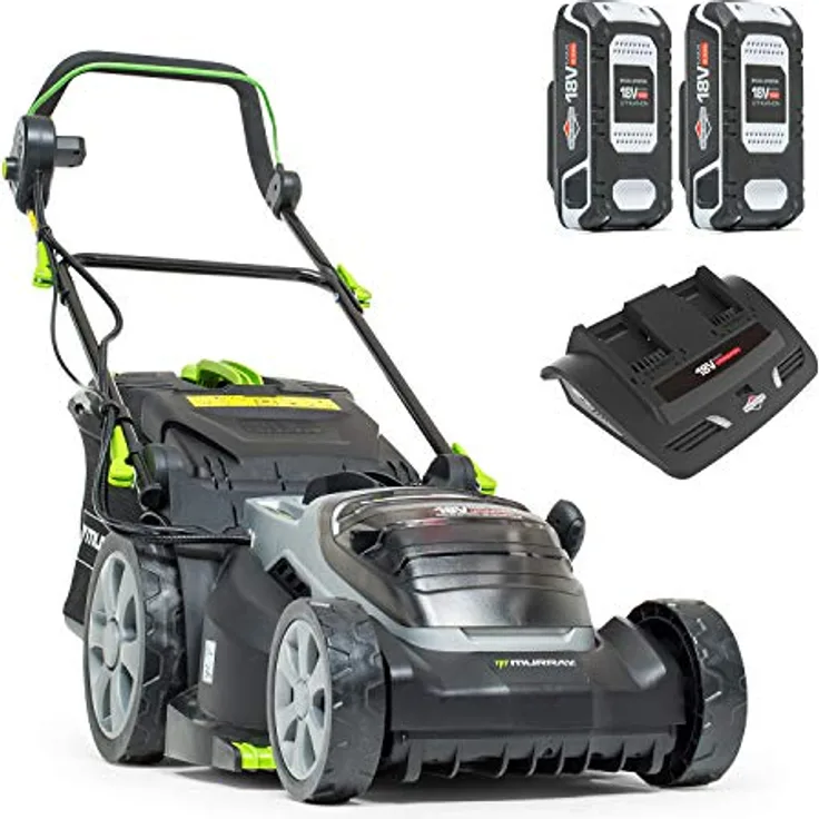 Murray 2x18V (36V) Lithium-Ionen 37 cm Akku-Rasenmäher IQ18WM37, inklusive 2x 2,5Ah Batterie und Zweifach-Ladegerät