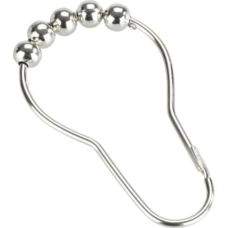 Wenko Duschvorhangringe 12er Set Duschringe mit Gleitsystem, verchromtes Metall, Chrom, 3 x 3 x 0.1 cm