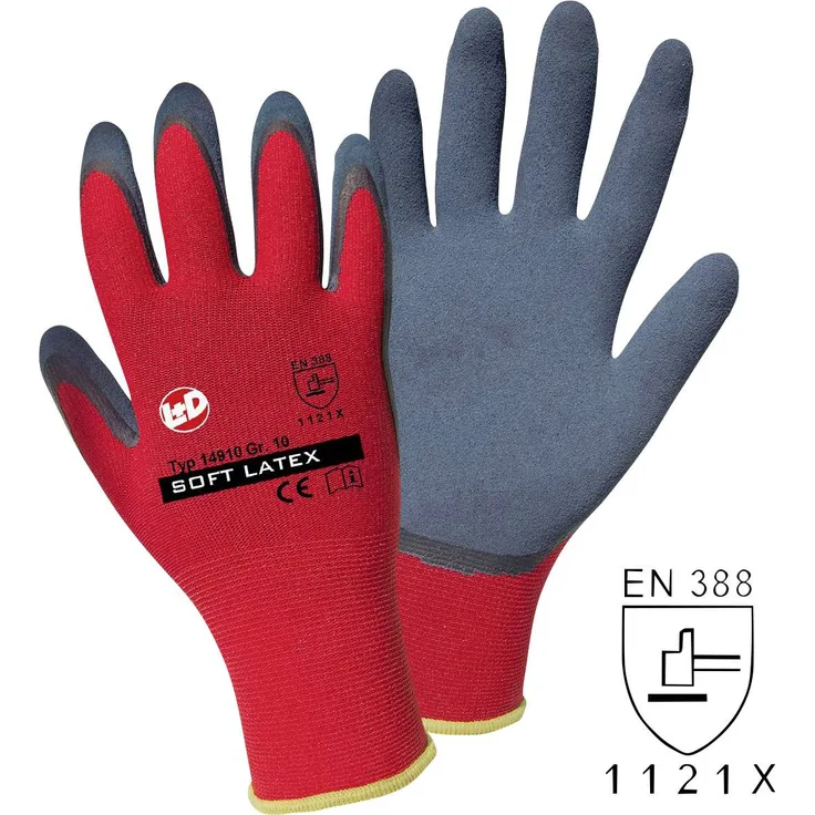 L+D Griffy Soft Latex 14910-10 Polyester Arbeitshandschuh Größe (Handschuhe): 10 EN 388:2016 CAT II 1 Paar