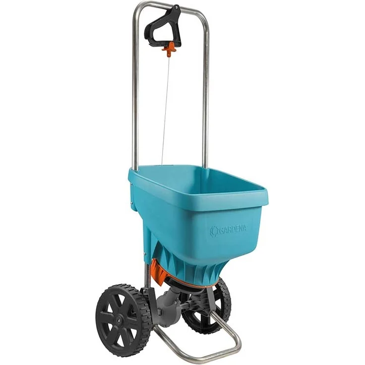 GARDENA Streuwagen XL: Universalstreuer zum Ausbringen von Dünger, Samen und Streusalz, 1.5 - 6 m Streubreite, für ca. 800 m² Rasenfläche, 18 l Fassungsvermögen, mit Verschlussschieber (436-20) – Bild 1