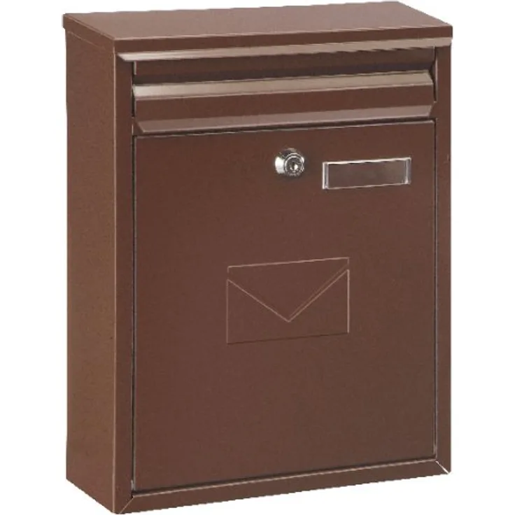 Rottner Briefkasten Como in Braun Stahl-Briefkasten Mailbox, Postkasten, Zaunbriefkasten, 2 Einwurfschlitze, Namensschild
