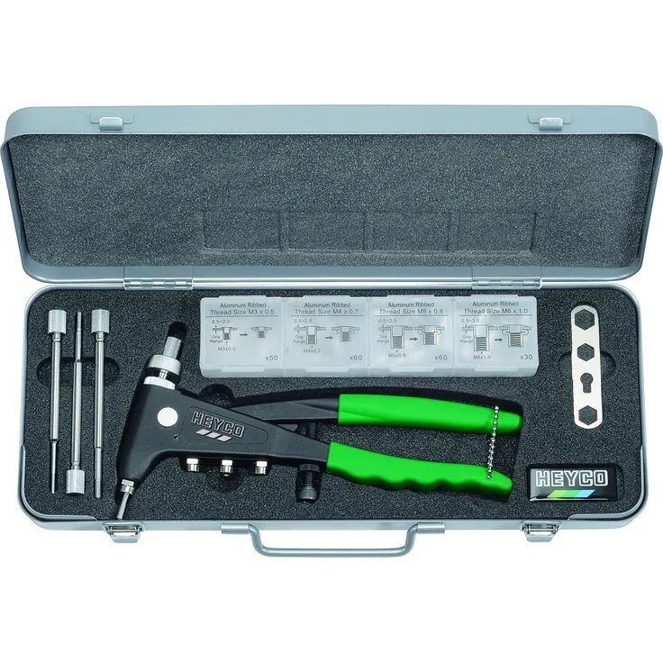 Heytec Heyco 01261000100 Gewindenietzangensatz in Metallkasten