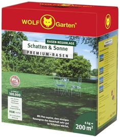 WOLF-Garten Premium-Rasen Schatten & Sonne LP 200 4 kg für 200 m², 100.000 Triebe/m² mit Poa supina Samen