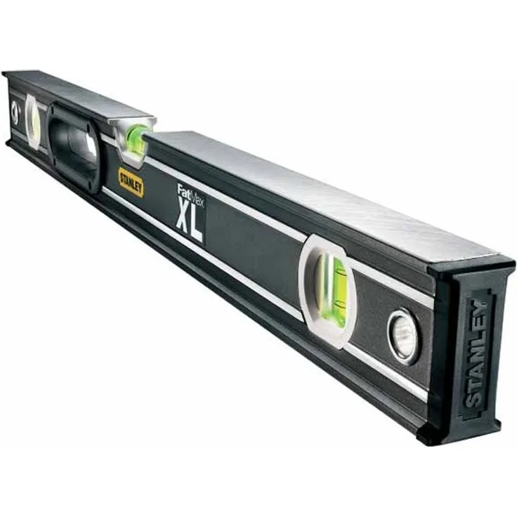 Stanley 0-43-636 FatMax Wasserwaage Pro (90 cm Länge, horizontale-vertikale Libelle, Schutzkappen, Bi-Material Handgriff)