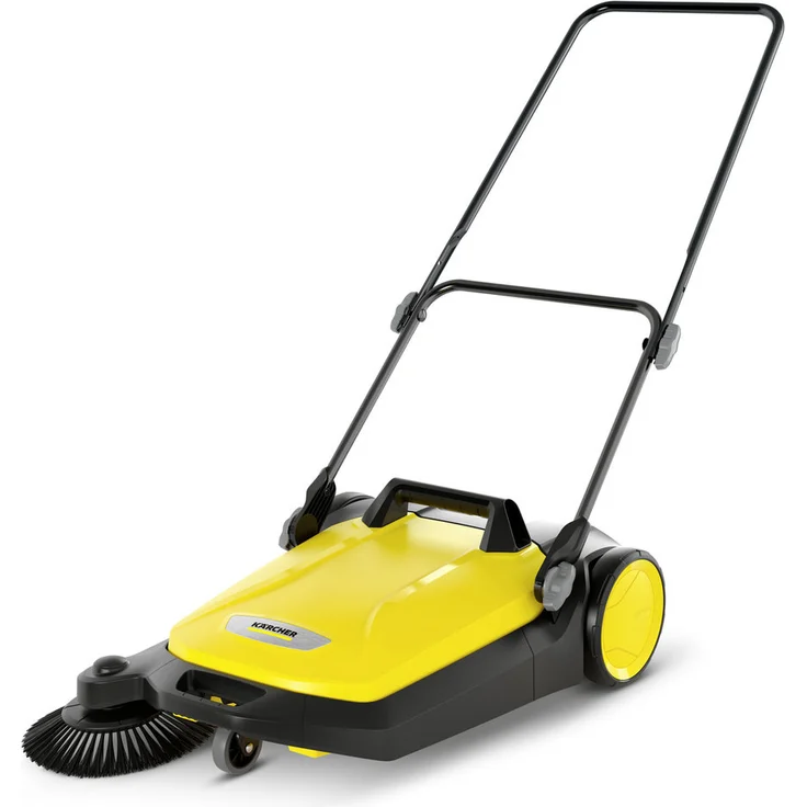 Kärcher Kehrmaschine S 4 Flächenleistung 1800 m²-h, 1 Seitenbesen, Kehrbehälter 20 l, Arbeitsbreite 510 mm, platzsparende Verstauung, höhenverstellbarer Schubbügel, selbststehender Kehrbehälter – Bild 1