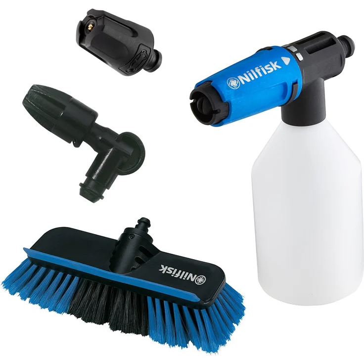 Nilfisk Click&Clean Zubehör-Set zur Fahrzeugreinigung für Hochdruckreiniger kompatibel mit Nilfisk Hochdruckreinigern ideal zur Reinigung von Autos & Motorrädern, Reifen & Felgen