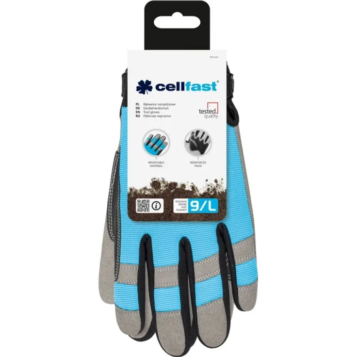 Cellfast Gerätehandschuhe 9 - L ideal zum Einsatz bei härteren Gartenarbeiten, 100% synthetisches Leder, Manschette mit Klettverschluss, 92-013