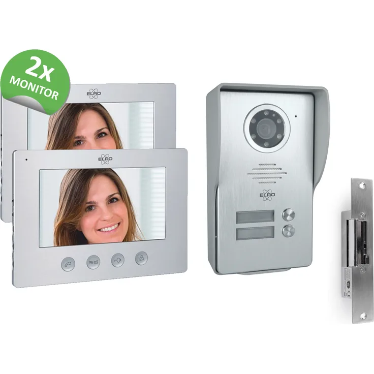 ELRO Videotürsprechanlage 2Familienhaus mit 2x Monitor, Außenkamera und Türöffner