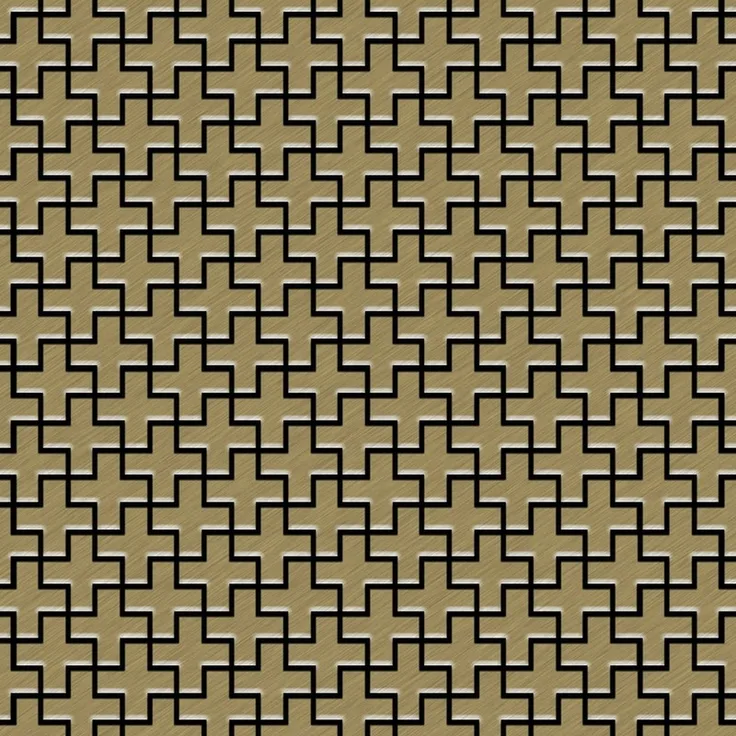 Mosaik Fliese massiv Metall Titan gebürstet in gold 1,6mm stark ALLOY Swiss Cross-Ti-GB 0,88 m2