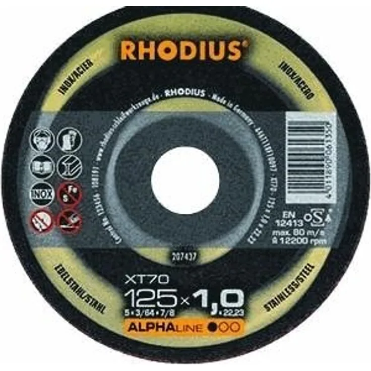 Rhodius Trennscheibe XT 70'' ''125 x 1,0 x 22,23 mm, extra Dünn, 10 Stück''
