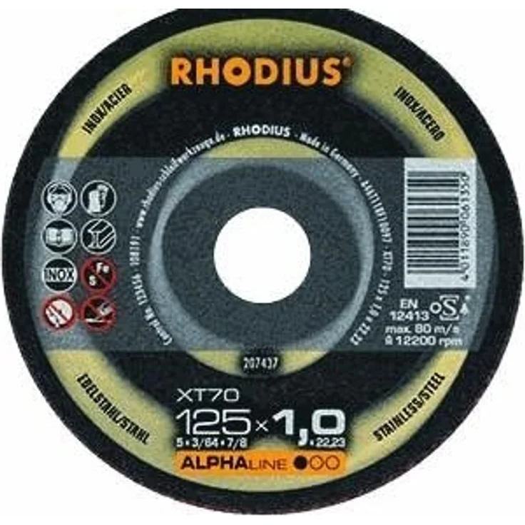 Rhodius Trennscheibe XT 70'' ''125 x 1,0 x 22,23 mm, extra Dünn, 10 Stück'' – Bild 1