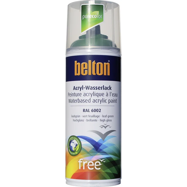 belton Free Lackspray 400 ml, Acryl Wasserlack, laubgrün, hochglanz – Bild 1