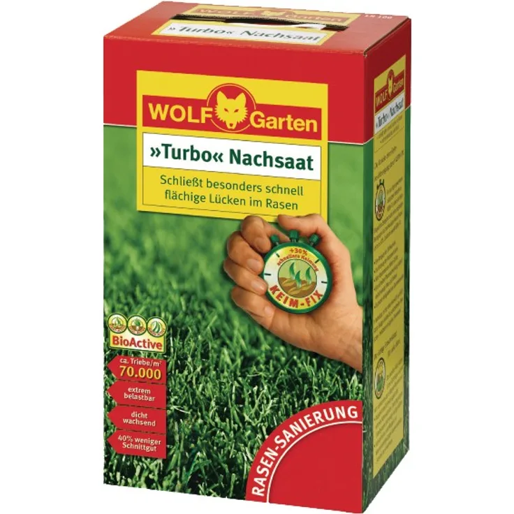 Wolf-Garten Turbo-Nachsaat Rasen 10m² LR10 200g Rasensamen Rasenreparatur