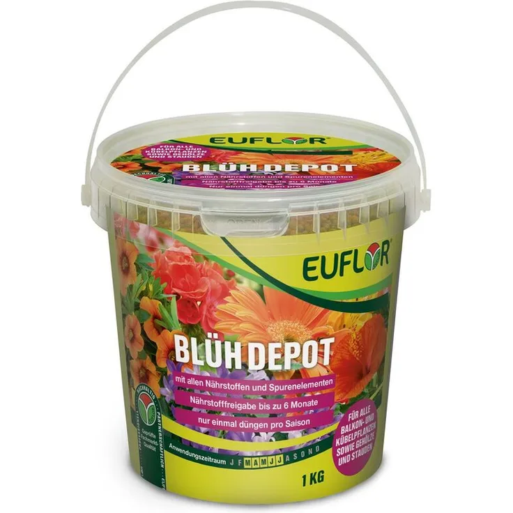 EUFLOR BlühDepot Pflanzendünger 6 Monate Langzeitdünger NPK 18+6+12, 1 kg