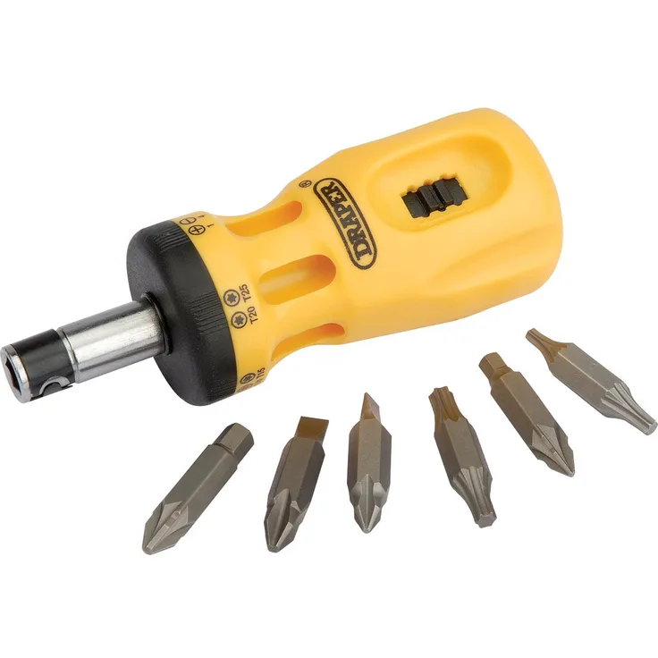Draper DIY 31459 Ratschen-Schraubendreher und Bit-Satz 7-teilig