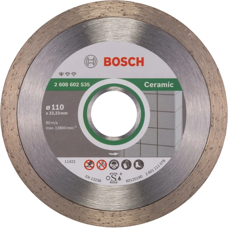 Bosch Professional Diamanttrennscheibe Standard für Ceramic, 110 x 22,23 x 1,6 x 7,5 mm, 2608602535 – Bild 1