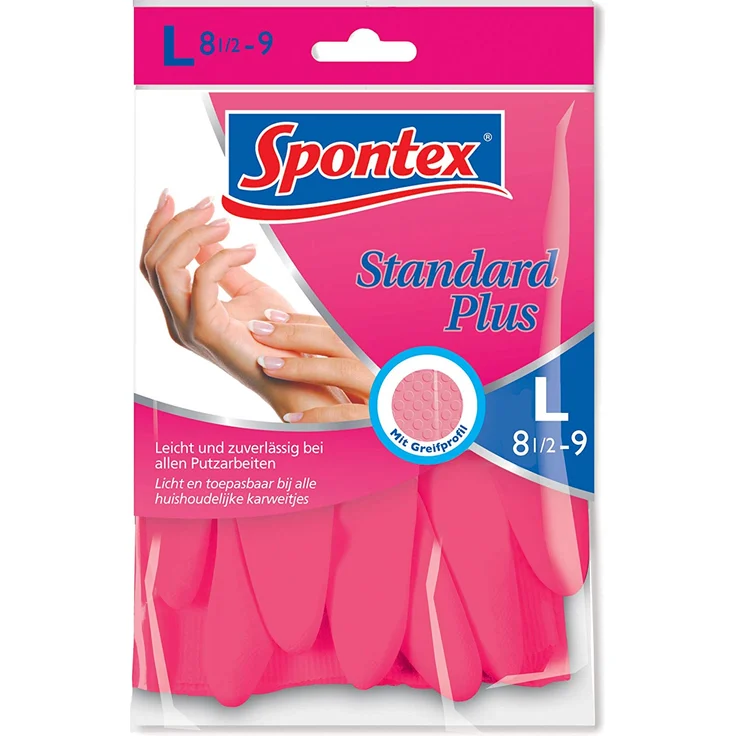Spontex Everyday Haushaltshandschuhe, für angenehmen Tragekomfort und sicheren Halt, mit Baumwollbeflockung, pink, Größe L, 10 x 1 Paar – Bild 1