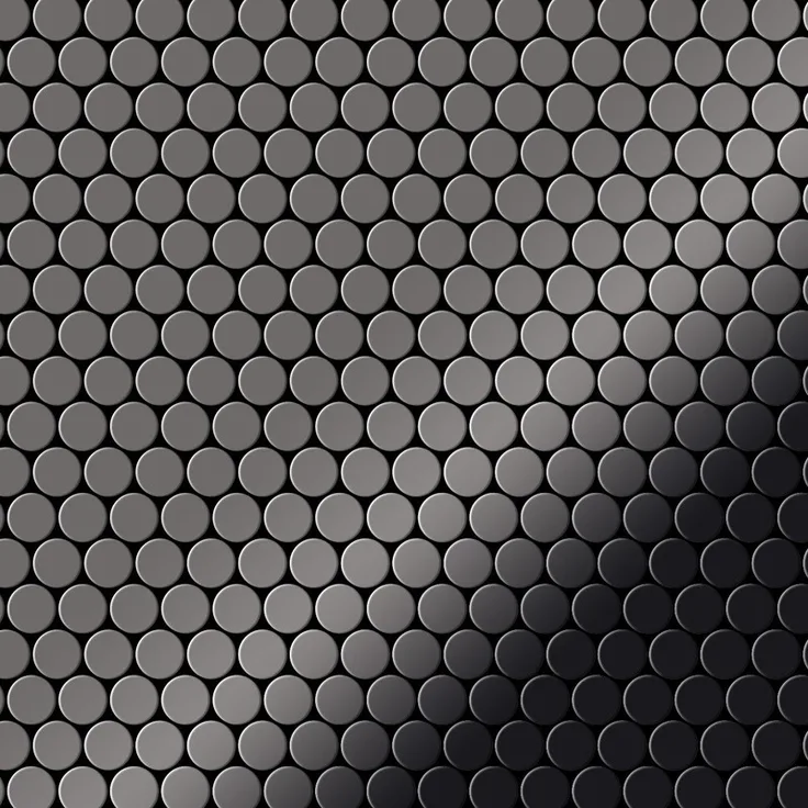 Alloy Mosaik Fliese massiv Metall Titan hochglänzend in dunkelgrau 1,6mm stark Penny-Ti-SM 0,88 m2