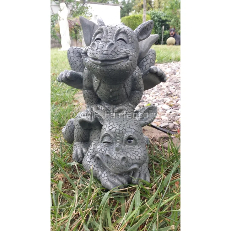 MFF Gartenfigur Gartendrache - Modell Bocksprung - Fantasy Figur Deko Drache Garten