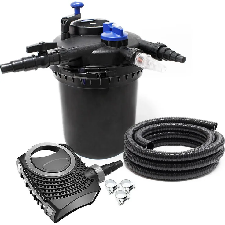 WilTec SunSun CPF-10000 SET bis 12000l 11W UVC NEO3800 Pumpe Schlauch Teichfilterset