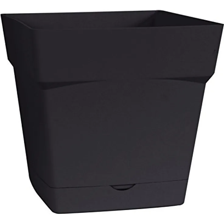 EDA PLASTIQUES Topf Toskana quadratisch mit Untersetzer clipsée 13641 BL SX 17,4 x 17,4 x 17 cm (schwarz)