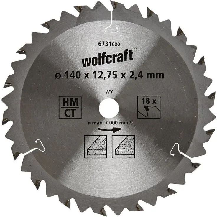 Wolfcraft 6731000 1 Kreissägeblatt HM, 18 Zähne, ø 140 mm