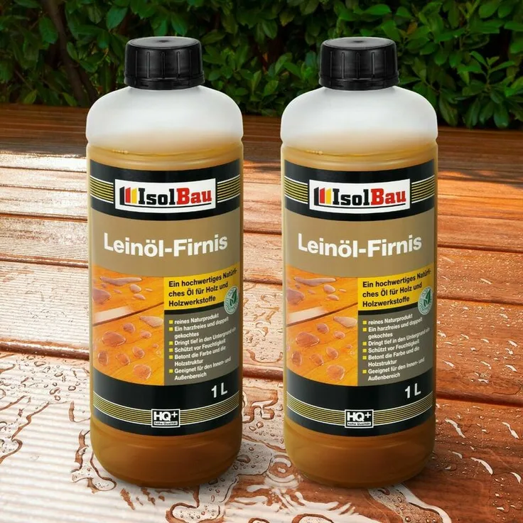 Isolbau - NATUR Holzschutz LEINÖL- FIRNIS 2 L Holzöl Leinölfirnis Holz Möbel Lasur HQ