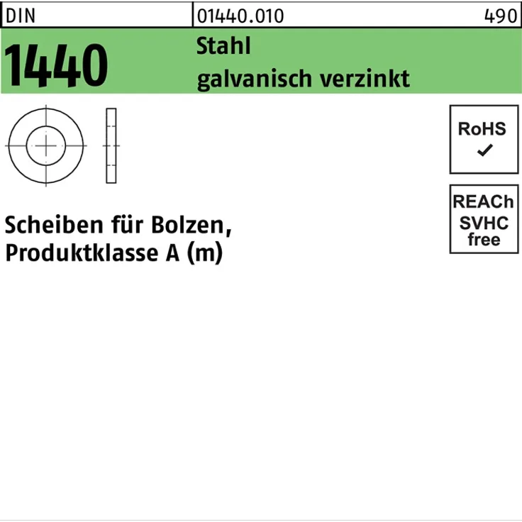 DIVERSE Scheibe DIN 1440 f.Bolzen 13 x 25 x 3 Stahl galvanisch verzinkt