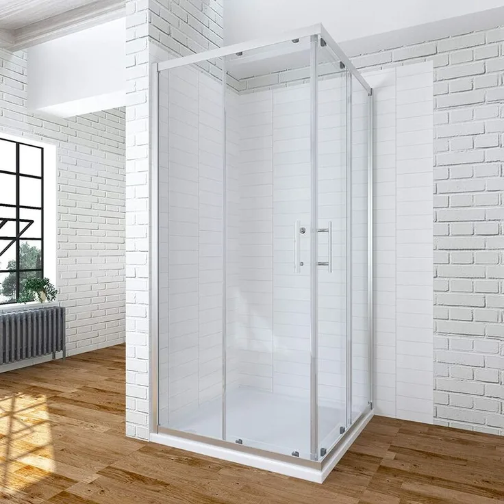 70x70 x 185 cm Duschkabine Eckeinstieg Eckdusche Duschabtrennung mit Schiebetüren | 6mm ESG Sicherheitsglas | Einfaches Rollen Befestigungssystem |