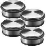 Relaxdays - 4 x Türstopper flach im Set, Aus Edelstahl, Türhalter mit Gummiring, Rutschfest, Türpuffer auch für schwere Türen