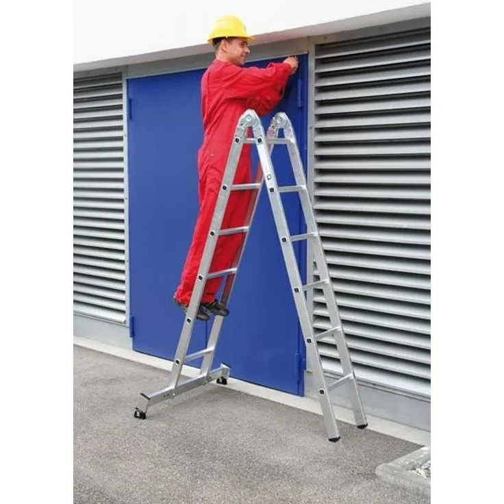 Aluminium Klappleiter inkl. Traverse Arbeitshöhe (max.): 5.8 m Günzburger Steigtechnik 32216 Silber 11.3 kg Silber