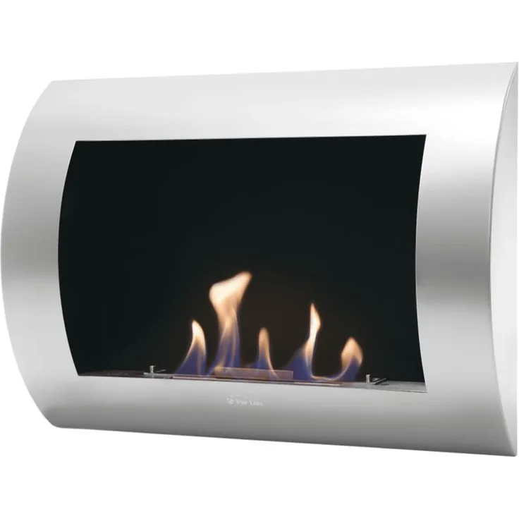Boden- oder Wandbio Ethanol Kamin, lackiert in Grau (Silber)