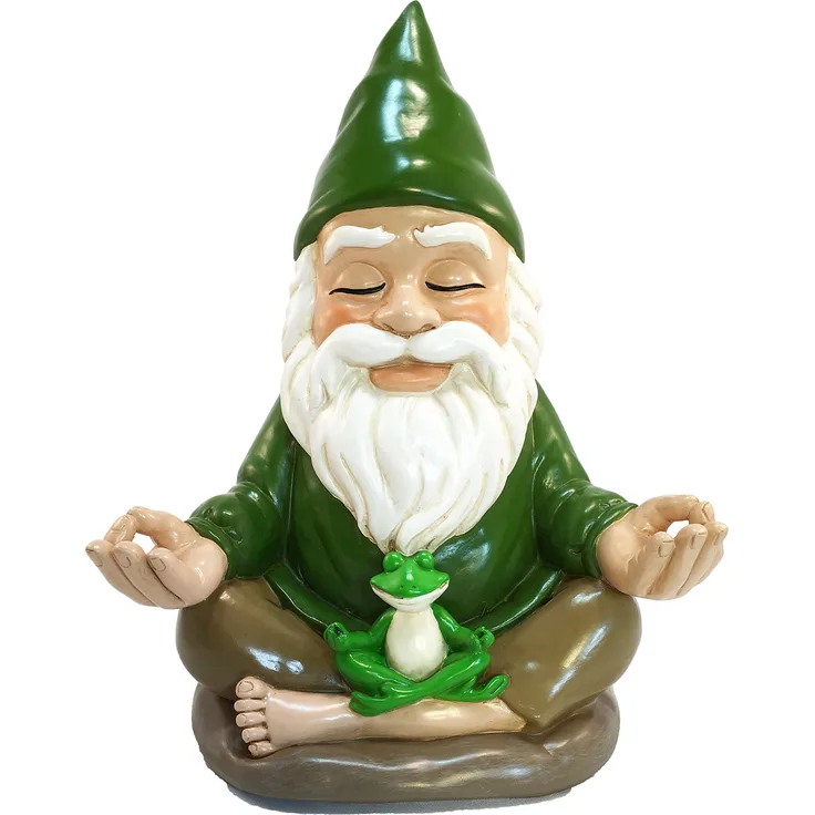 GlitZGlam Zen-Zwerg Ruhe und Frieden für Ihren Feengarten und Gartenzwerge 9 Inch hohe Miniaturfigur