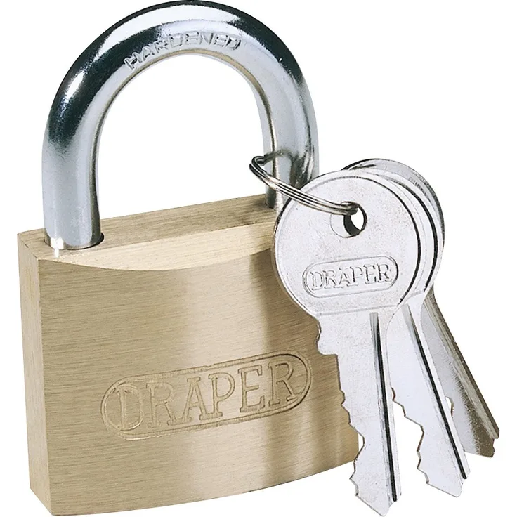 Draper DIY 09524 Messingschloss 50 mm mit 3 Schlüsseln