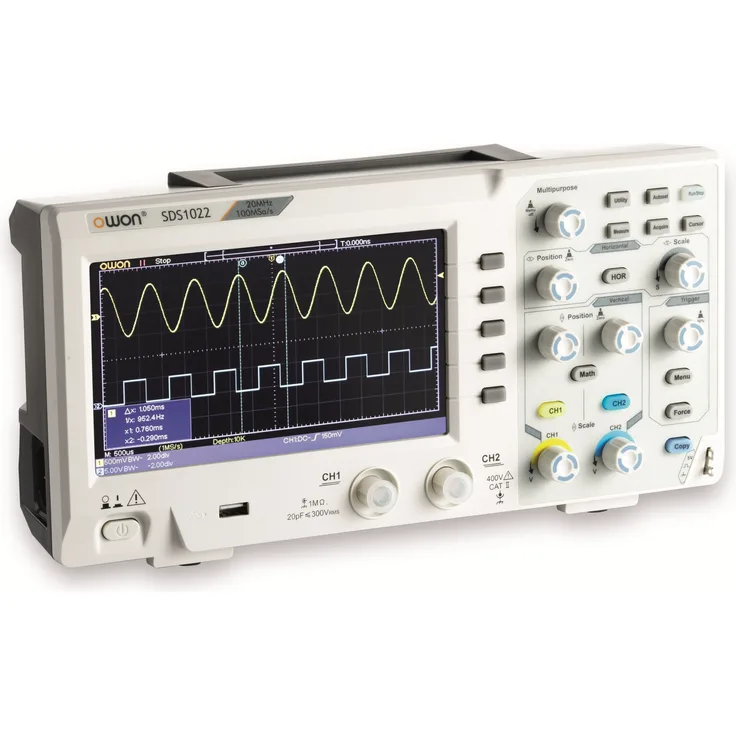 LCD Speicher-Oszilloskop OWON SDS1022, 2-Kanal, 20 MHz, USB