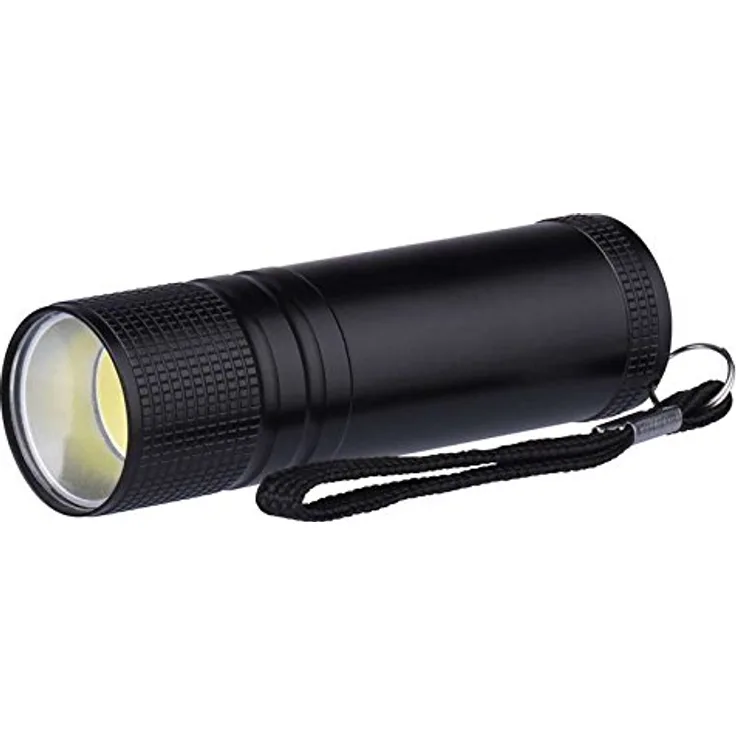 Emos LED-Taschenlampe E3221, LED Kunststoff-Taschenlampe 3W COB LED, für 3x AAA schwarz, Aluminium, Black, 2, 8, cm