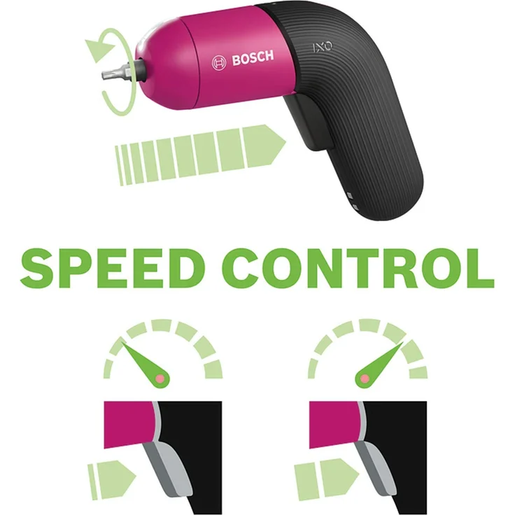 Bosch IXO VI Akkuschrauber (pink, integrierter Akku mit Mikro-USB-Lader, variable Drehzahlregelung, in Aufbewahrungsbox) – Bild 3