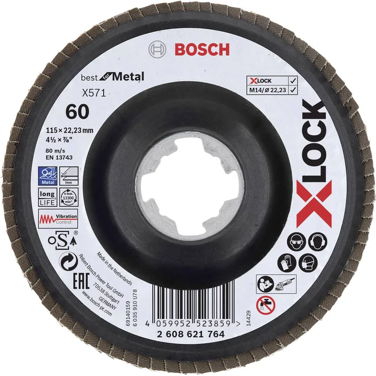 Bosch Accessories 2608621764 X-LOCK Fächerschleifscheibe, gewinkelte Ausführung Durchmesser 115mm 1St.