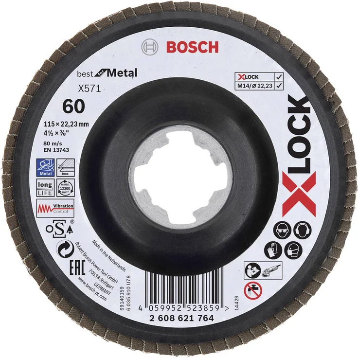 Bosch Accessories 2608621764 X-LOCK Fächerschleifscheibe, gewinkelte Ausführung Durchmesser 115mm 1St.
