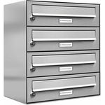 4er Edelstahl Briefkasten Anlage 4 Fach Wandbriefkasten Postkasten Ausführung 5