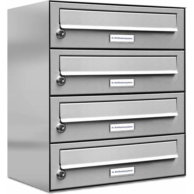 4er Edelstahl Briefkasten Anlage 4 Fach Wandbriefkasten Postkasten Ausführung 5