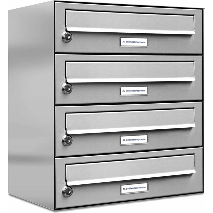 4er Edelstahl Briefkasten Anlage 4 Fach Wandbriefkasten Postkasten Ausführung 5 – Bild 1