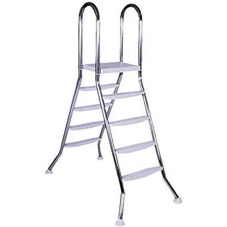 Steinbach Aufstellbeckenleiter, Edelstahl, 4 + 4 Stufen für Beckenhöhe 120 cm und 135 cm, 805 x 1562 x 2091 mm, 018025
