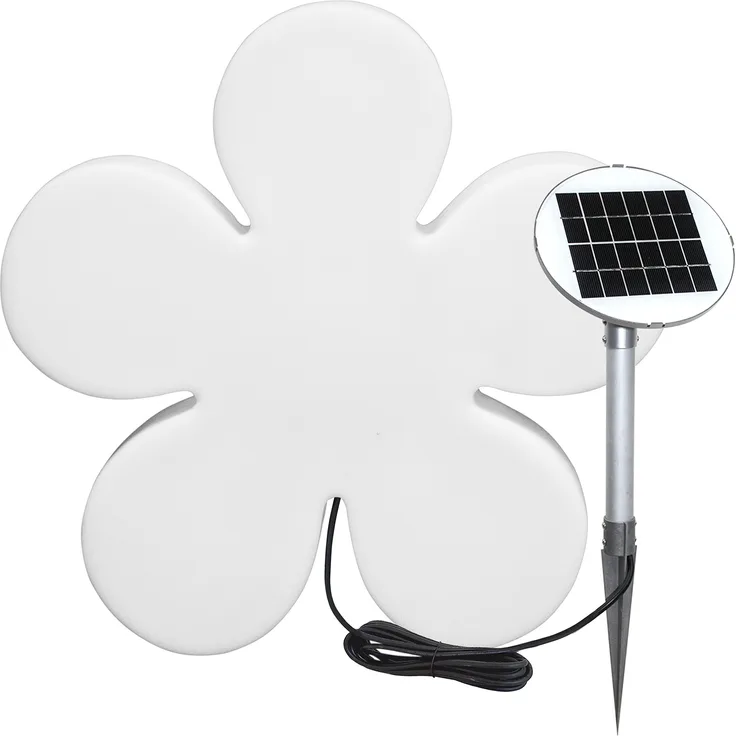 8 seasons design Solar LED Blume Shining Flower (Ø 60cm groß, Solarmodul, Lichtsensor, warmweiß, Gartenleuchte, Deko Außenlampe Garten) weiß