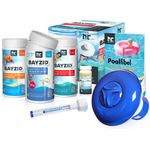 Höfer Chemie Pool Starterset 7 tlg. Wasserpflege durch Pool Chlor Granulat, PH Minus und Multitabs Poolthermometer Poolfibel Teststreifen, Langzeitchlorung und Desinfektion