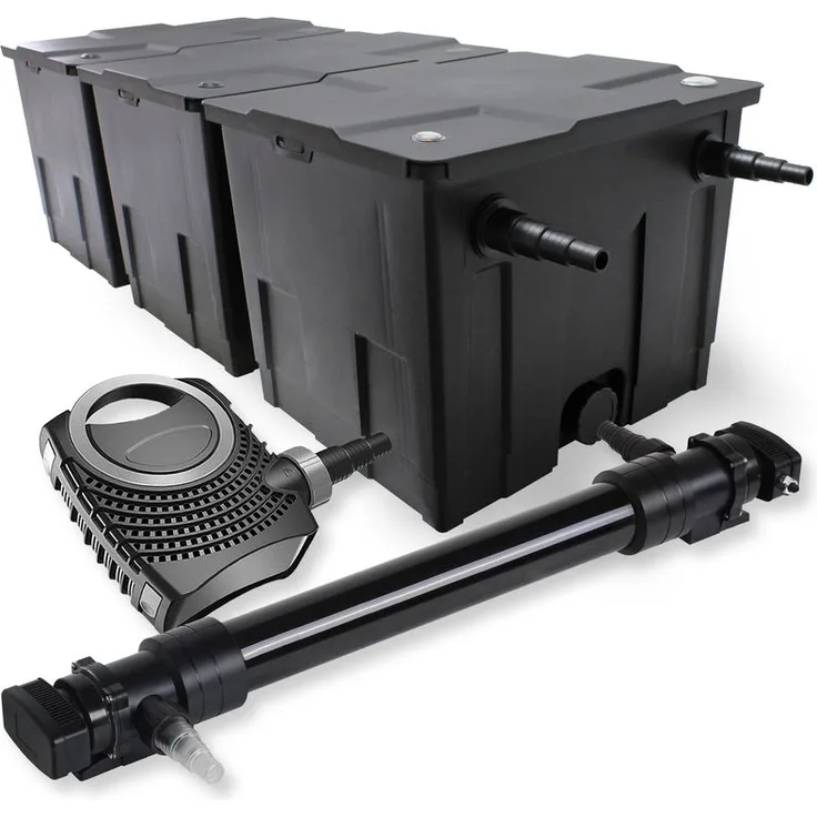 WilTec SunSun 3-Kammer Filter Set 90000l 72W UVC 6er Teich Klärer NEO10000 80W Pumpe